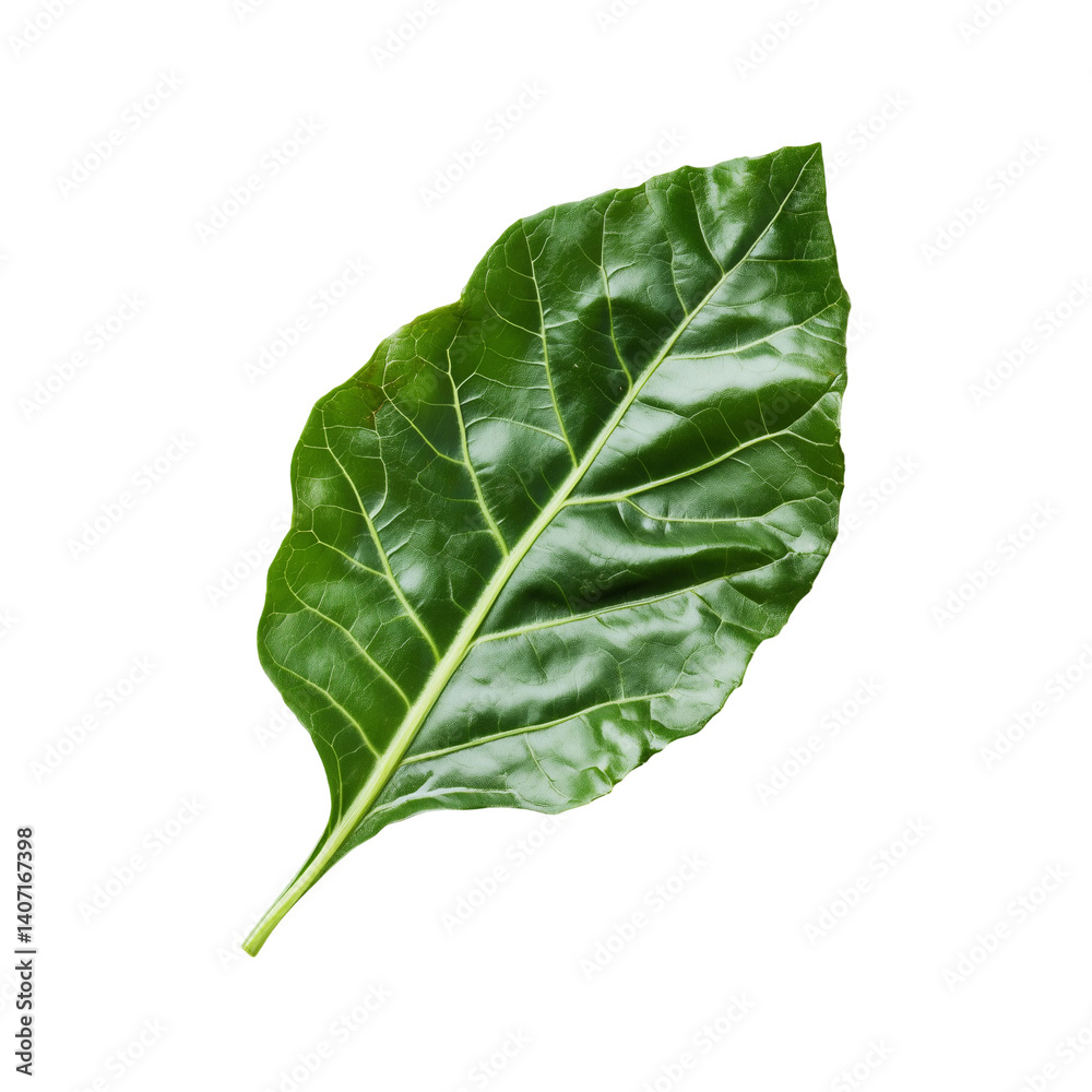 Obraz premium Fresh green leaf of swiss chard on a plain background isolated on transparent background