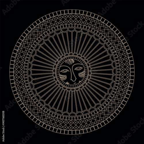 Vector gold and black seamless classic persian art element . Endless persian border, frame. A drawing of a water jug with a long cone-shaped spout and handle, used by Muslims for ablution. 