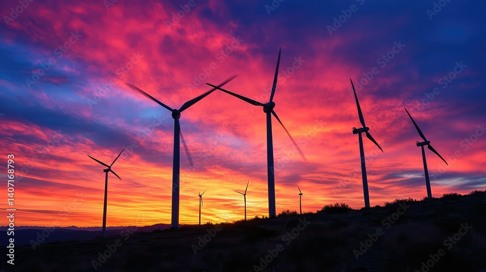 Fototapeta premium sunsilhouetted power plant sunset