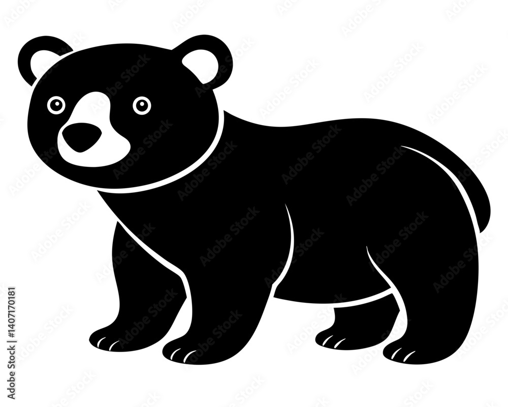 Fototapeta premium Baby Bear Silhouette Vector Design, Baby Bear SVG, Cute Bear Icon