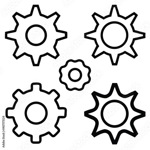 3D Set of Gear Wheels and Cogs for Industrial Machinery and Engineering Concept