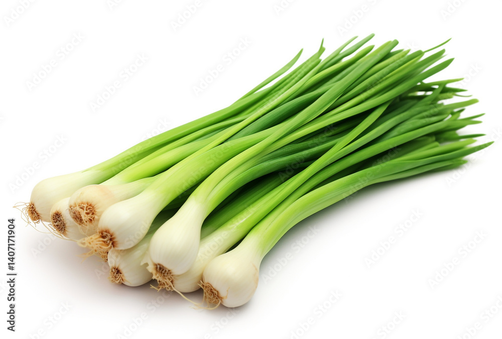 Green Onions Bunched Together Isolated on White Green Onions Bunched Together Isolated on White