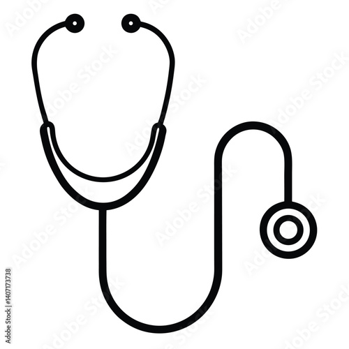 A white stethoscope, essential medical equipment for healthcare, allows doctors to hear the heart during cardiac examinations in hospitals