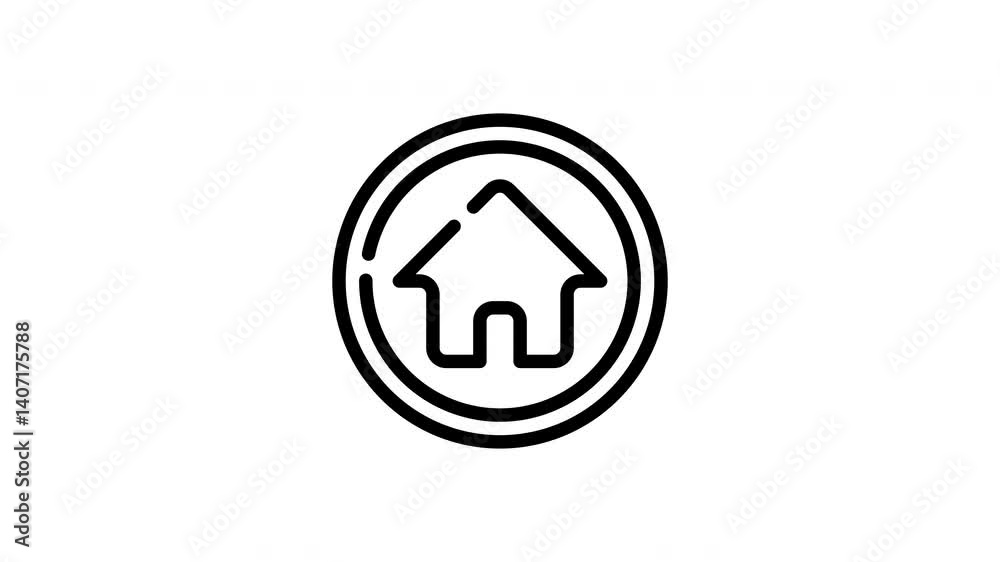 icon line motion graphic home button icon line motion graphic home button