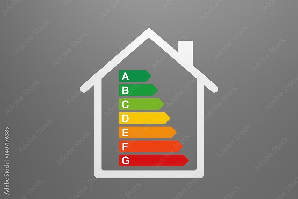 Energy Efficiency Rating Inside House Outline Icon Energy Efficiency Rating Inside House Outline Icon