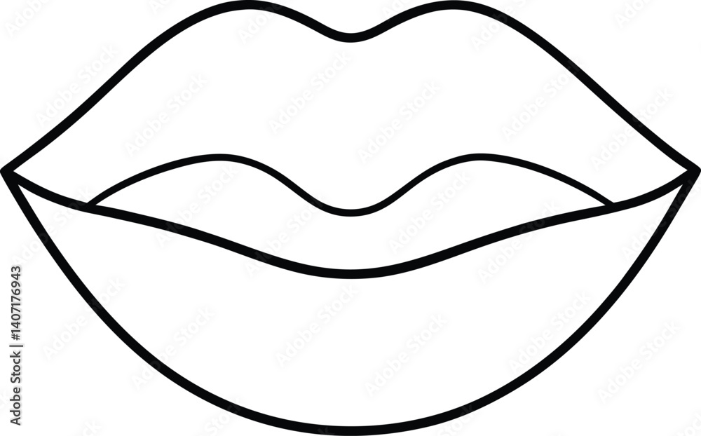 Mouth Line Art Drawing Vector | Face, Expression & Minimal Anatomy Design Mouth Line Art Drawing Vector | Face, Expression & Minimal Anatomy Design