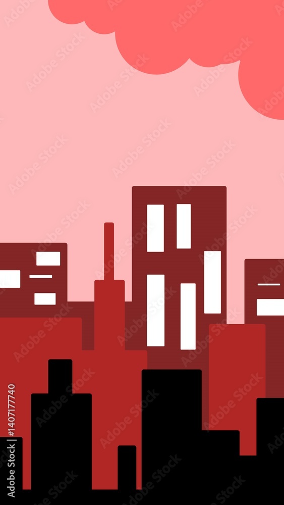 Naklejka premium illustration of a city view with high-rise buildings with a combination of similar colors. background design