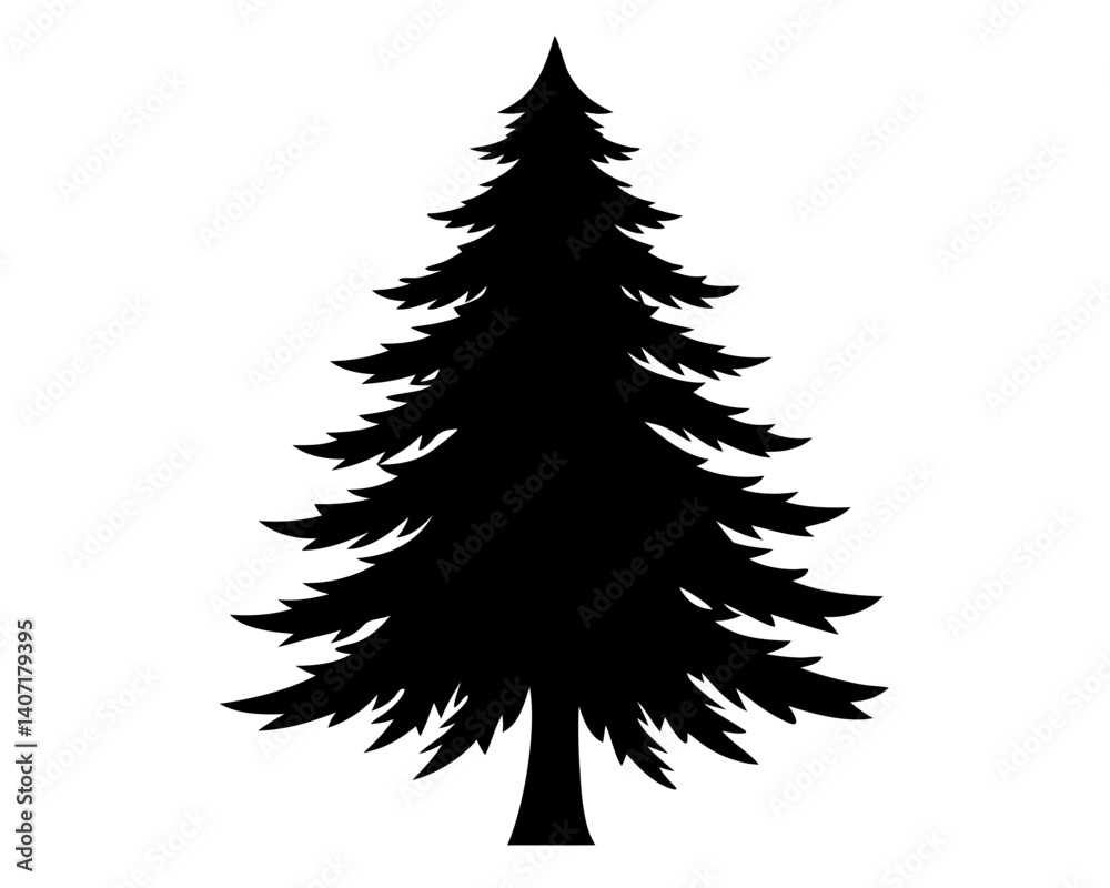 Obraz premium Evergreen Tree Silhouette Vector Design, Evergreen Tree SVG, Pine Tree Icon