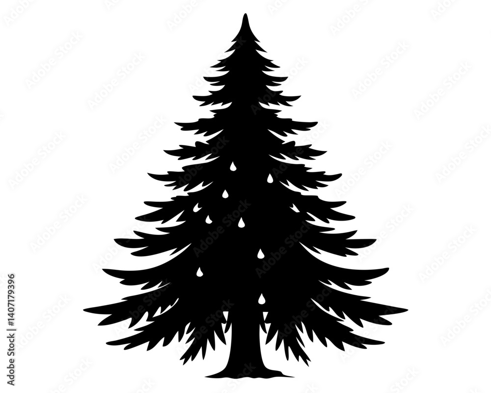 Obraz premium Evergreen Tree Silhouette Vector Design, Evergreen Tree SVG, Pine Tree Icon