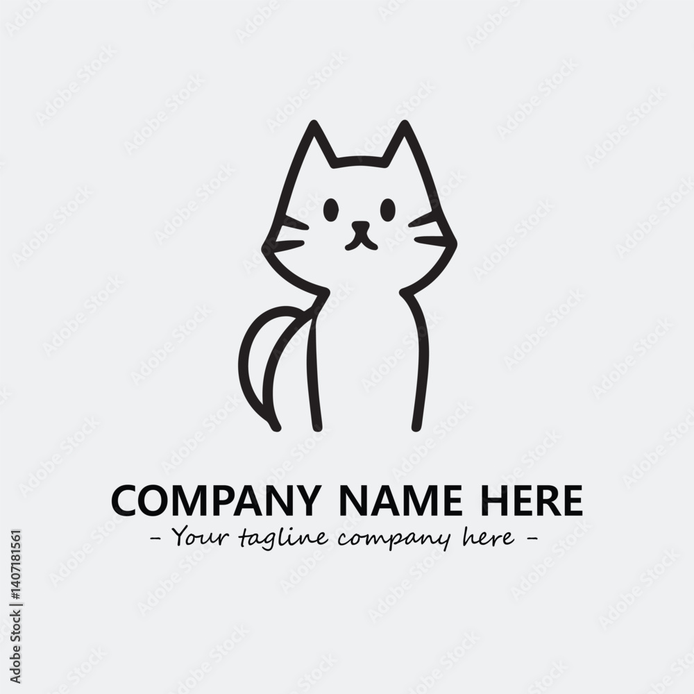 Cat illustration black and white for logo company vector image Cat illustration black and white for logo company vector image