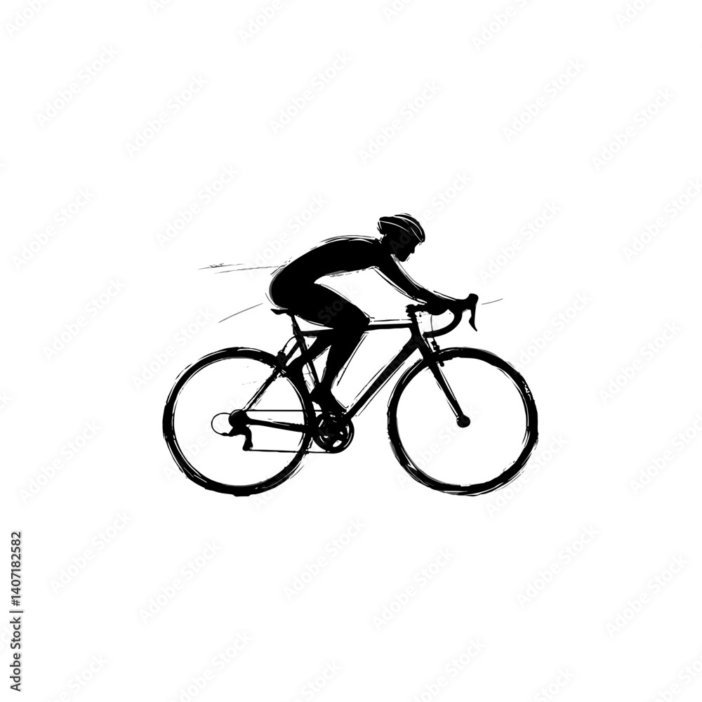 Fototapeta premium Cyclist in motion silhouette on white background