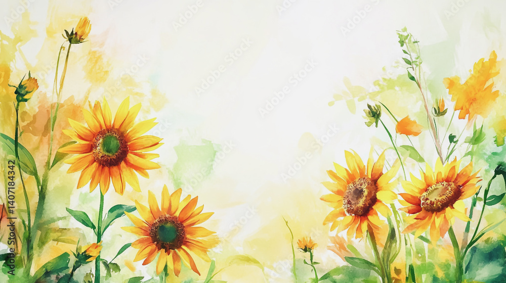 Fototapeta premium Elegant wedding invitation card background . Minimal hand painted watercolor botanical flowers texture template background. Design for wedding, vip cover, poster, rsvp moderncard.Valentine's Day