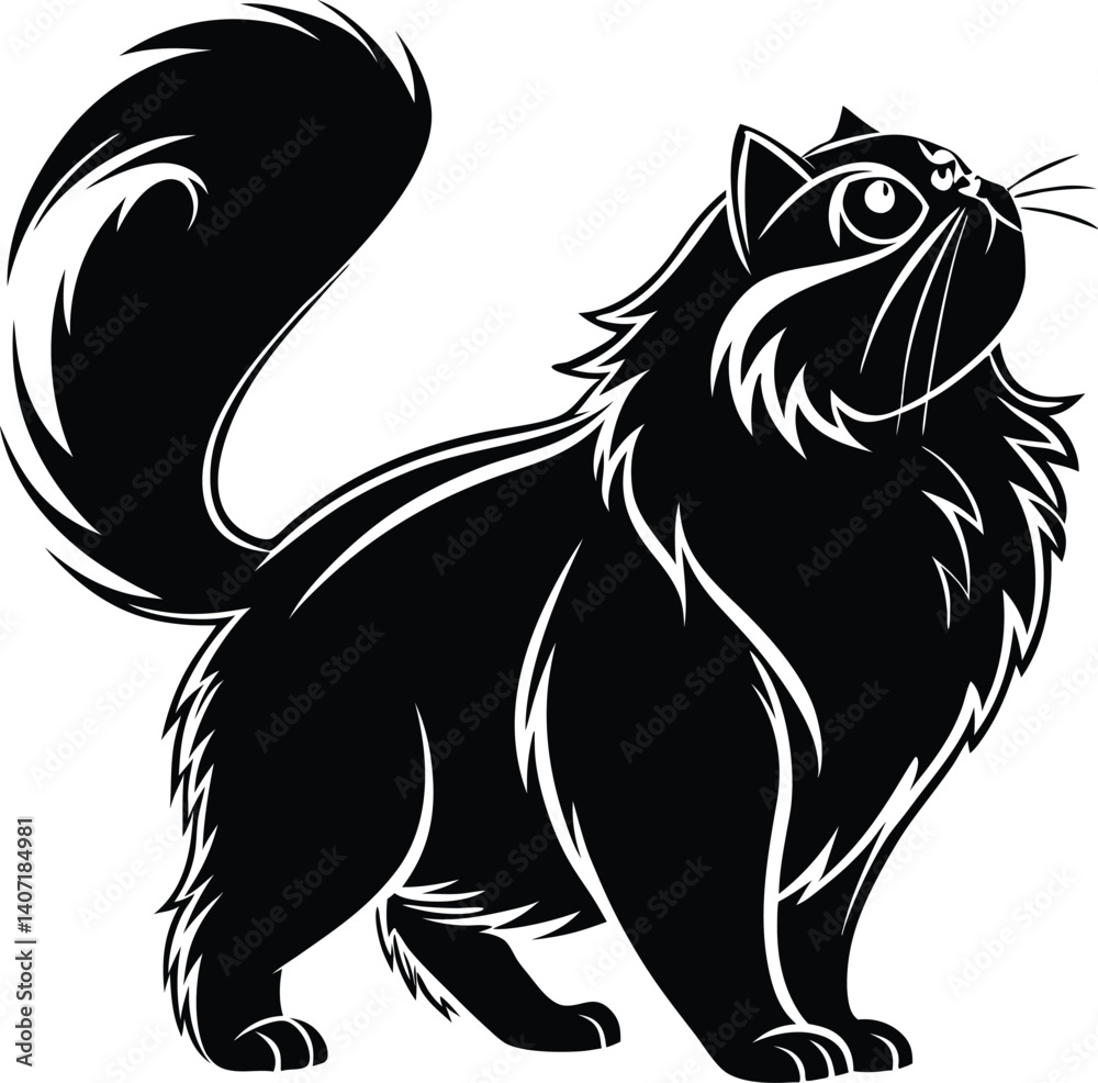 Obraz premium a cat vector illustration | black cat vector silhouette