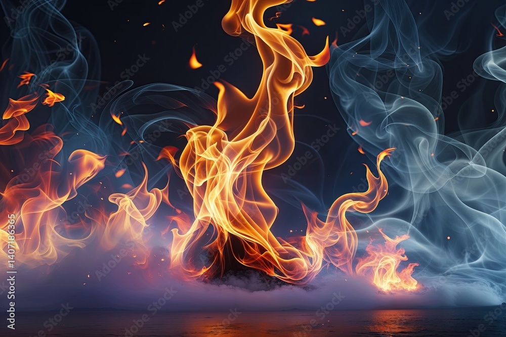 Fototapeta premium Vibrant Fire and Enigmatic Smoke Patterns for Stunning Backgrounds