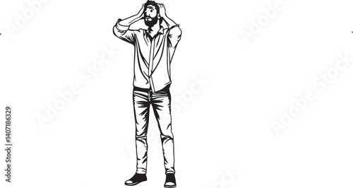 vector of a man embarrassed