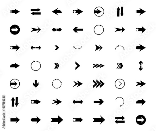 Vector arrow icon direction navigation set symbol black collection
