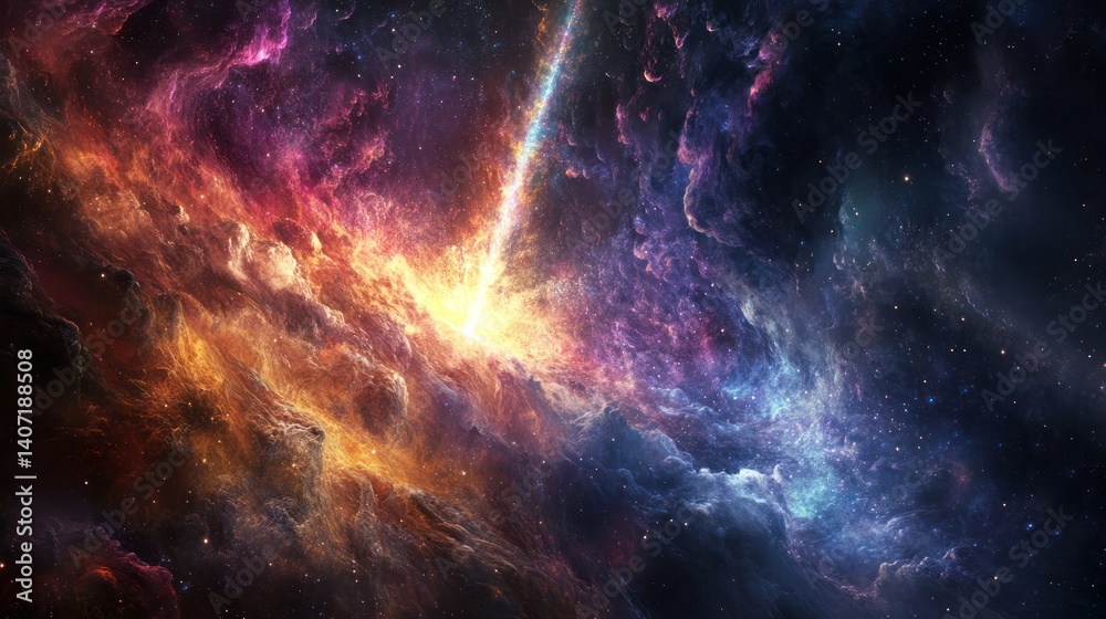 Obraz premium A vivid and colorful depiction of a stellar nebula in space