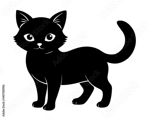 Kitten Silhouette Vector Design, Kitten SVG, Cute Cat Icon