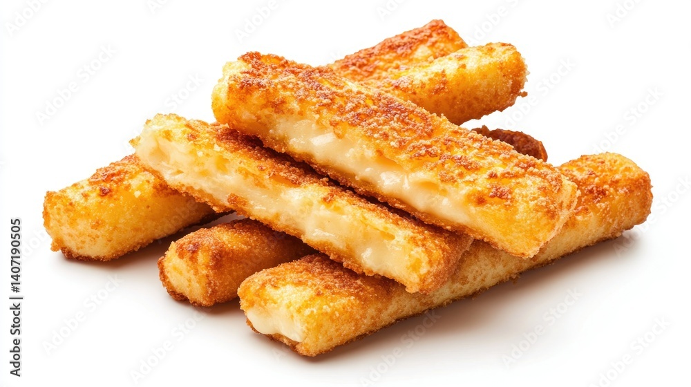 Crispy Golden Cheese Sticks Stacked on a White Background Ready to Be Served as Appetizer Crispy Golden Cheese Sticks Stacked on a White Background Ready to Be Served as Appetizer