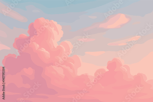 Serene pink clouds in a sunset sky for atmospheric and calming design