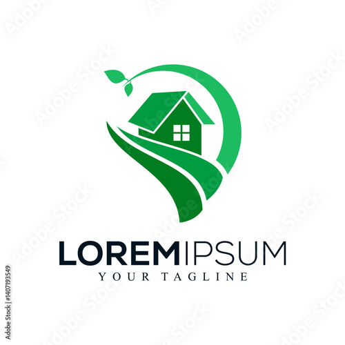 Abstract green house logo design