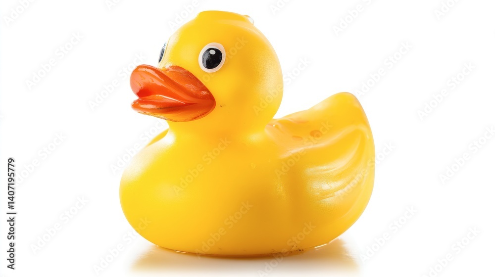 Yellow Rubber Duck on White Background Front View Yellow Rubber Duck on White Background Front View