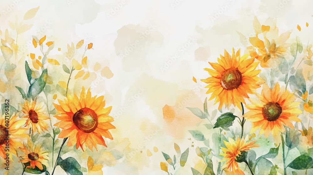 Fototapeta premium Elegant wedding invitation card background . Minimal hand painted watercolor botanical flowers texture template background. Design for wedding, vip cover, poster, rsvp moderncard.Valentine's Day