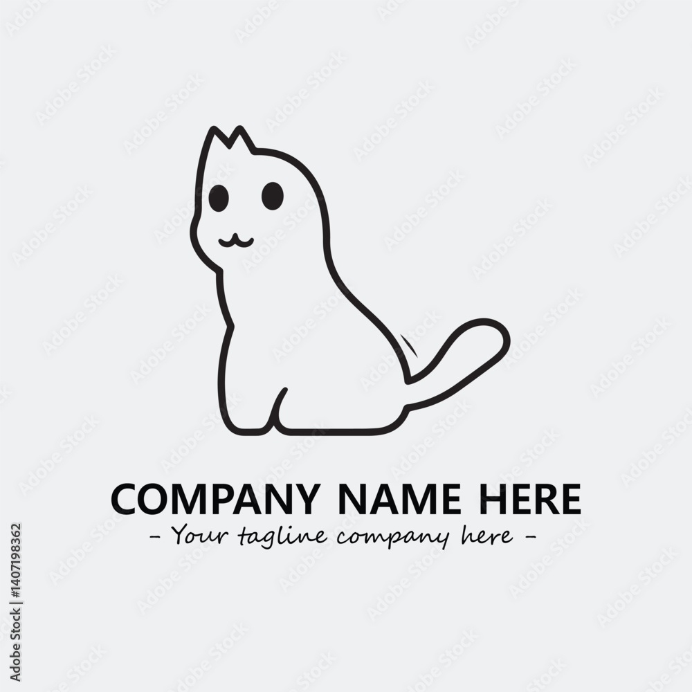 Cat illustration black and white for logo company vector image Cat illustration black and white for logo company vector image