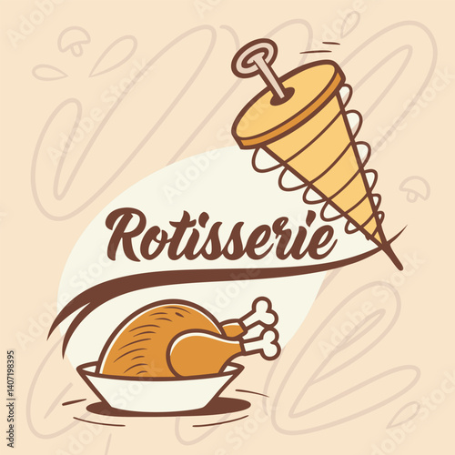 rotisserie logo coffee vector food illustration cup design drink label vintage breakfast cafe icon restaurant