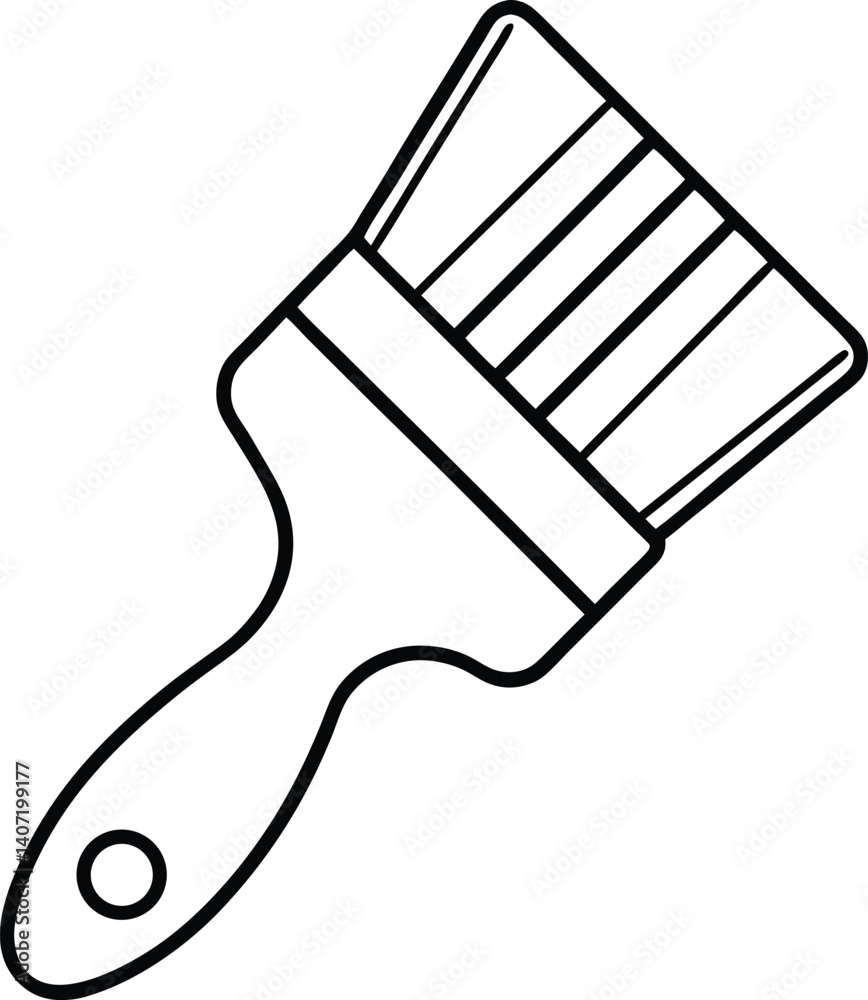 Paint Brush Outline Icon Line Art Drawing Vector | Art Tool, Creative & DIY Design