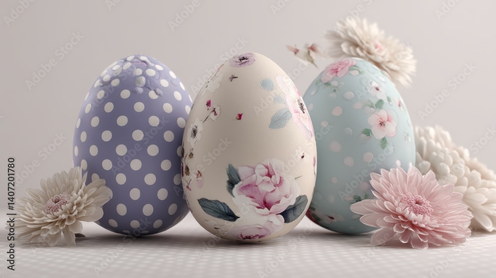 Fototapeta premium Happy Easter day with Colorful Easter eggs,Spring holiday,Happy easter eggs,festive clip art,Happy Easter greeting card, poster, banner template,april festive concept.