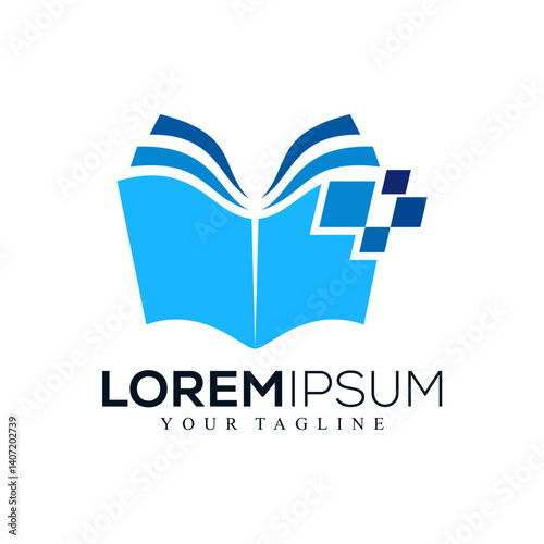 Abstract digital book logo design
