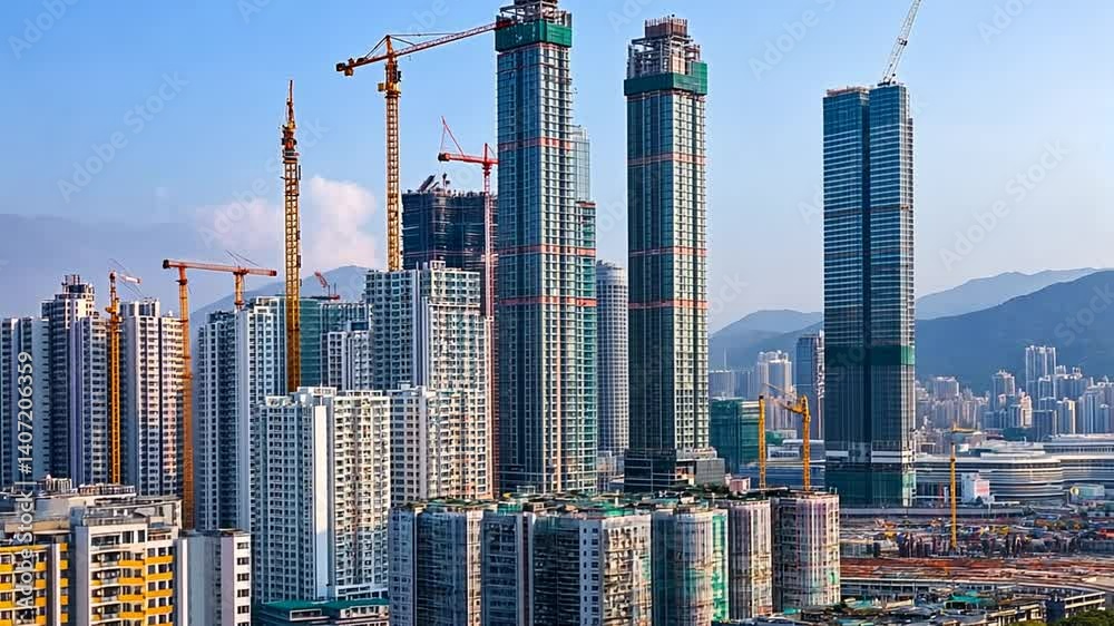 Hong Kong Skyline: Urban Development and Construction