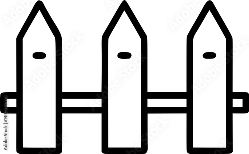 Fence in outline icon style, Outdoor and Garden theme.