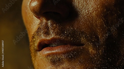Obraz na płótnie Close-Up of Male Face Highlighting Emotion in Romantic Scene w salonie