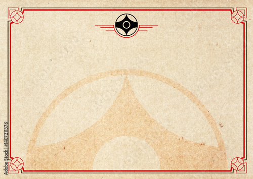 Karate KYOKUSHINKAI certificate, diplom. Old vintage paper texture. High resolution.