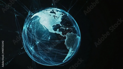 Global Network Earth; abstract digital globe, global connectivity
