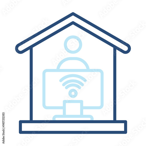 Online Icon Two Color Outline Style. Vector Illustration For Graphic Design