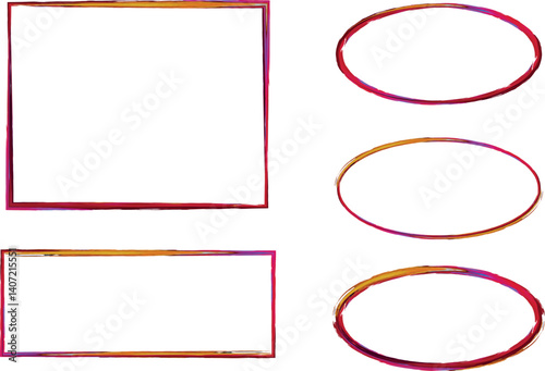 colorful yellow bordo scribble abstract frames set