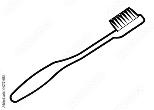 Toothbrush line art silhouette vector for hygiene, health, and dental care themes

