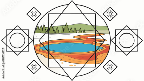 Geometric design of Yellowstone’s Grand Prismatic Spring – Wyoming
