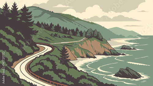 Scenic route through the Oregon Coast Highway – Oregon, USA
