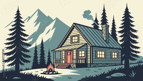 Cozy mountain cabin with firepit and pine trees – Colorado
