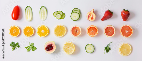 Wallpaper Mural A row of fresh fruit slices, including oranges, lemons and grapefruit Torontodigital.ca