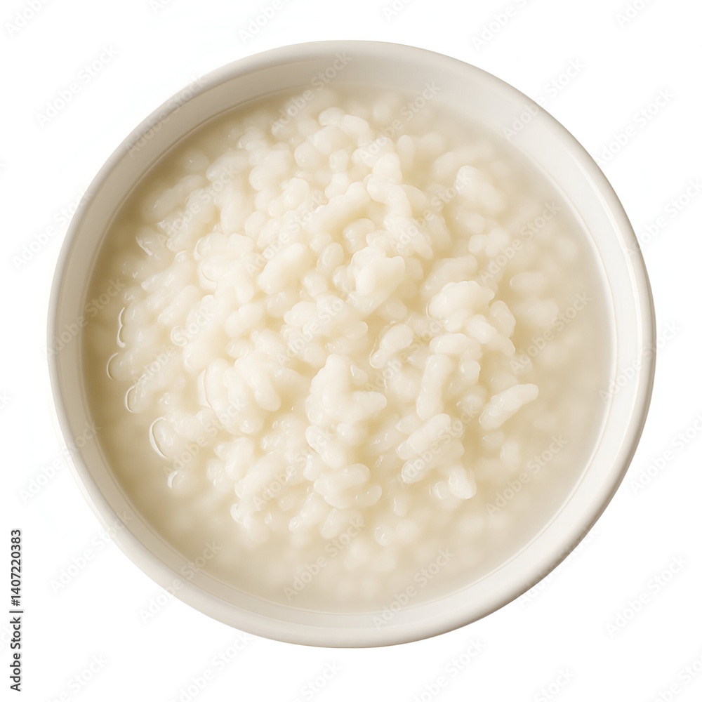 Traditional Fermented Rice in Bowl – Natural Gut-Healthy Dish on White Background Traditional Fermented Rice in Bowl – Natural Gut-Healthy Dish on White Background