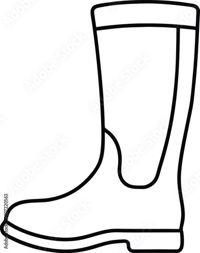Rubber Boot Doodle Outline Icon Line Art Drawing Vector | Footwear, Rain Gear & Garden Style Design