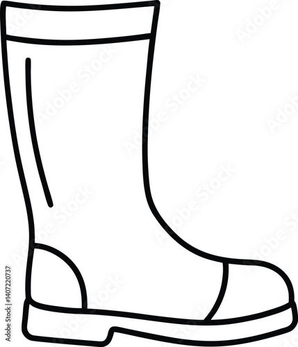 Rubber Boot Doodle Outline Icon Line Art Drawing Vector | Footwear, Rain Gear & Garden Style Design