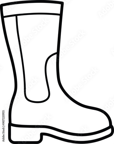 Rubber Boot Doodle Outline Icon Line Art Drawing Vector | Footwear, Rain Gear & Garden Style Design