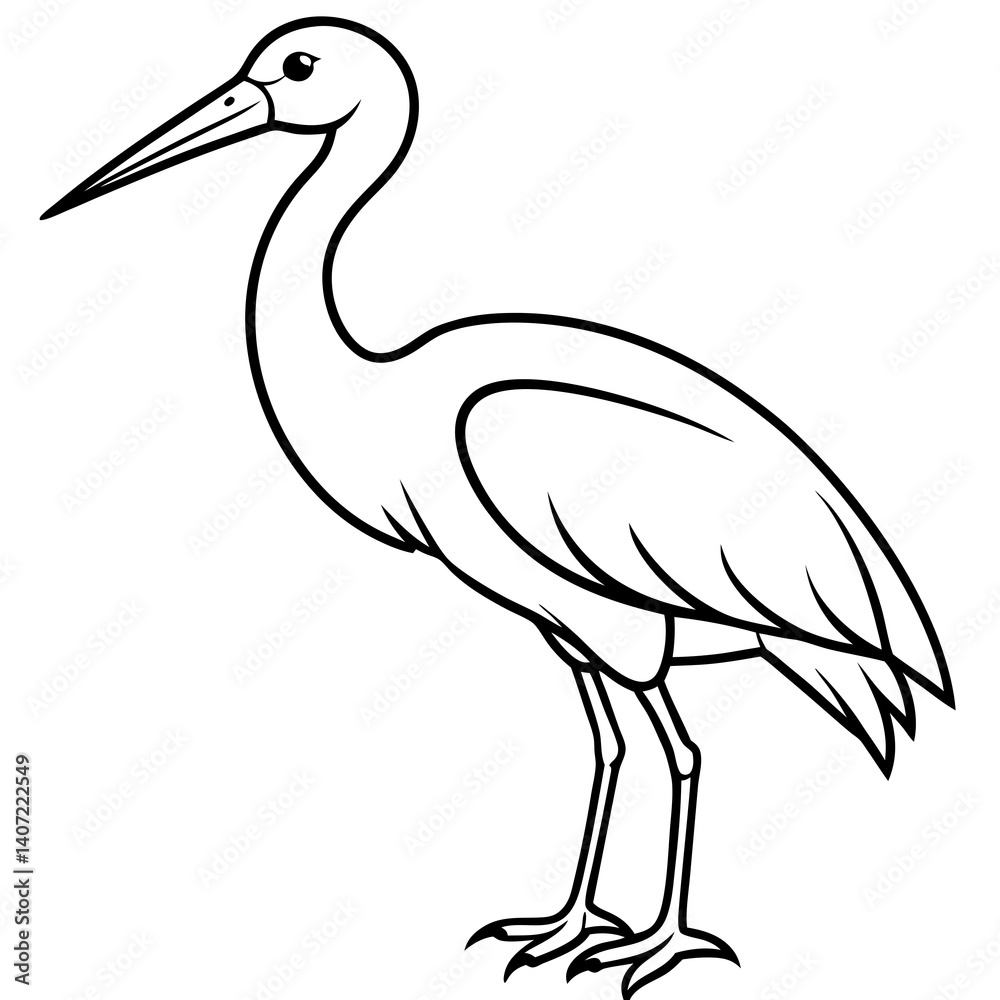 Obraz premium Minimalist Stork Line Art Vector
