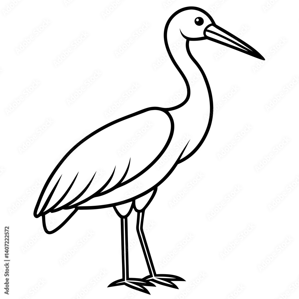 Obraz premium Minimalist Stork Line Art Vector